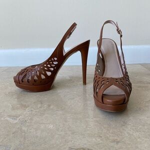 Elegant Brown Leather Slingback Heels